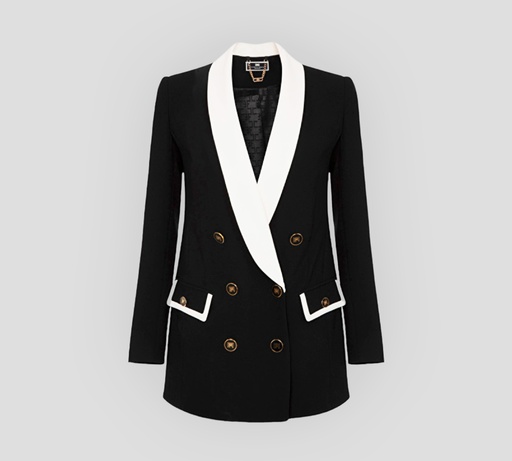 [GI07632E2-V650-685] Elisabetta Franchi - BLAZER LARGO CON SOLAPA DISTINTIVA ADORNADO CON 6 BOTONES FRONTALES