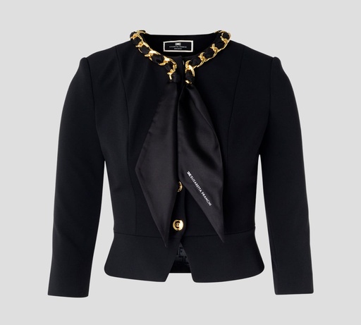Elisabetta Franchi - BLAZER PEPLUM CON CADENA Y PAÑUELO