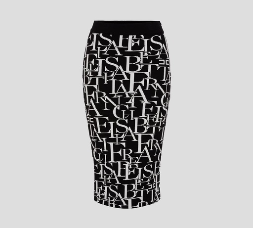Elisabetta Franchi - FALDA LÁPIZ DE PUNTO CON PATRÓN DE LOGO