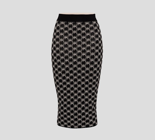 Elisabetta Franchi - FALDA LÁPIZ DE PUNTO CON PATRÓN DE LOGO