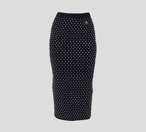 Elisabetta Franchi - FALDA LÁPIZ DE PUNTO CON DESTELLOS EN PUNTOS DE VIDRIO