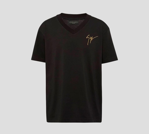 Giuseppe Zanotti - FRANELA BÁSICA CUELLO "V" CON LOGO BORDADO