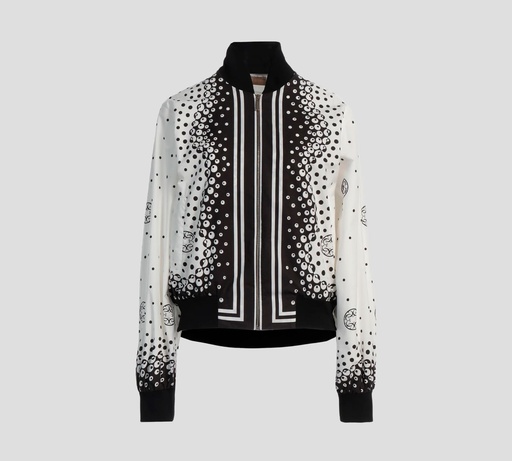 Elie Saab - CHAQUETA CON ESTAMPADO DE MONOGRAMA Y CIERRE FRONTAL