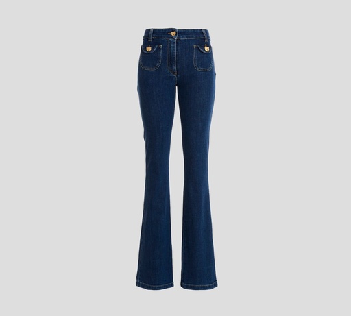 Moschino - JEAN BOTA ANCHA CON BOTONES METÁLICOS DE OSO
