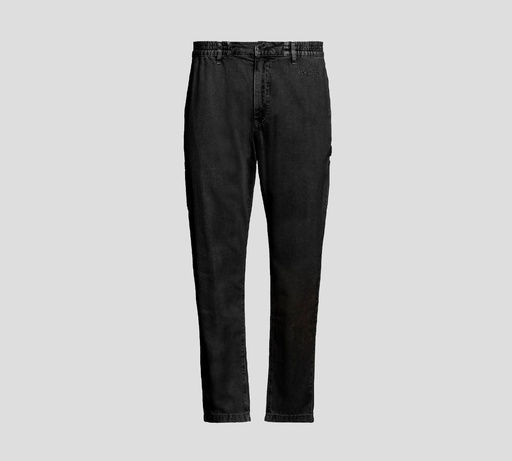 Moschino - SKINNY JEAN CON LOGO BORDADO Y PRETINA ARRUCHADA