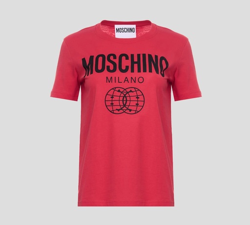 Moschino - FRANELA CUELLO REDONDO Y MANGA CORTA CON ESTAMPADO FRONTAL