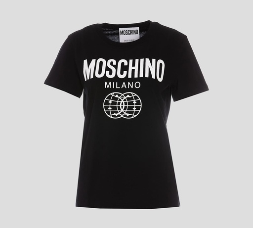 Moschino - FRANELA CUELLO REDONDO Y MANGA CORTA CON ESTAMPADO FRONTAL