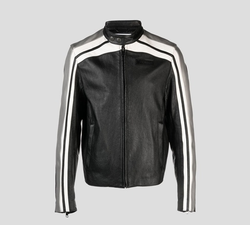 Moschino - CHAQUETA DE CUERO CON CIERRE FRONTAL Y DOBLE BOLSILLO LATERAL