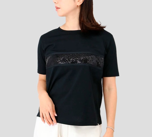 Herno - FRANELA CUELLO REDONDO CON DETALLE FRONTAL DE LENTEJUELAS 