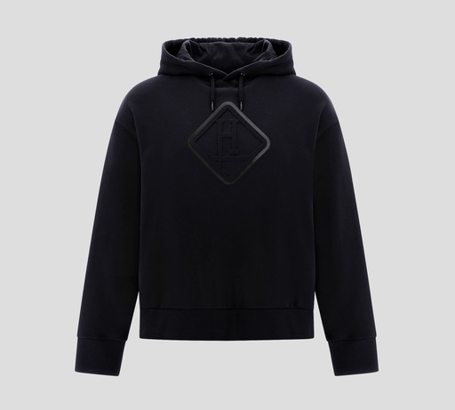 Herno - SWEATER HOODIE UNICOLOR CON LOGO GRABADO EN RELIEVE