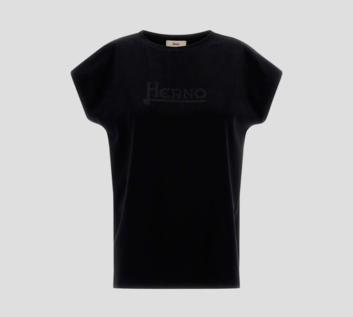 Herno - FRANELA CUELLO REDONDO CON LOGO EN PEDRERÍA