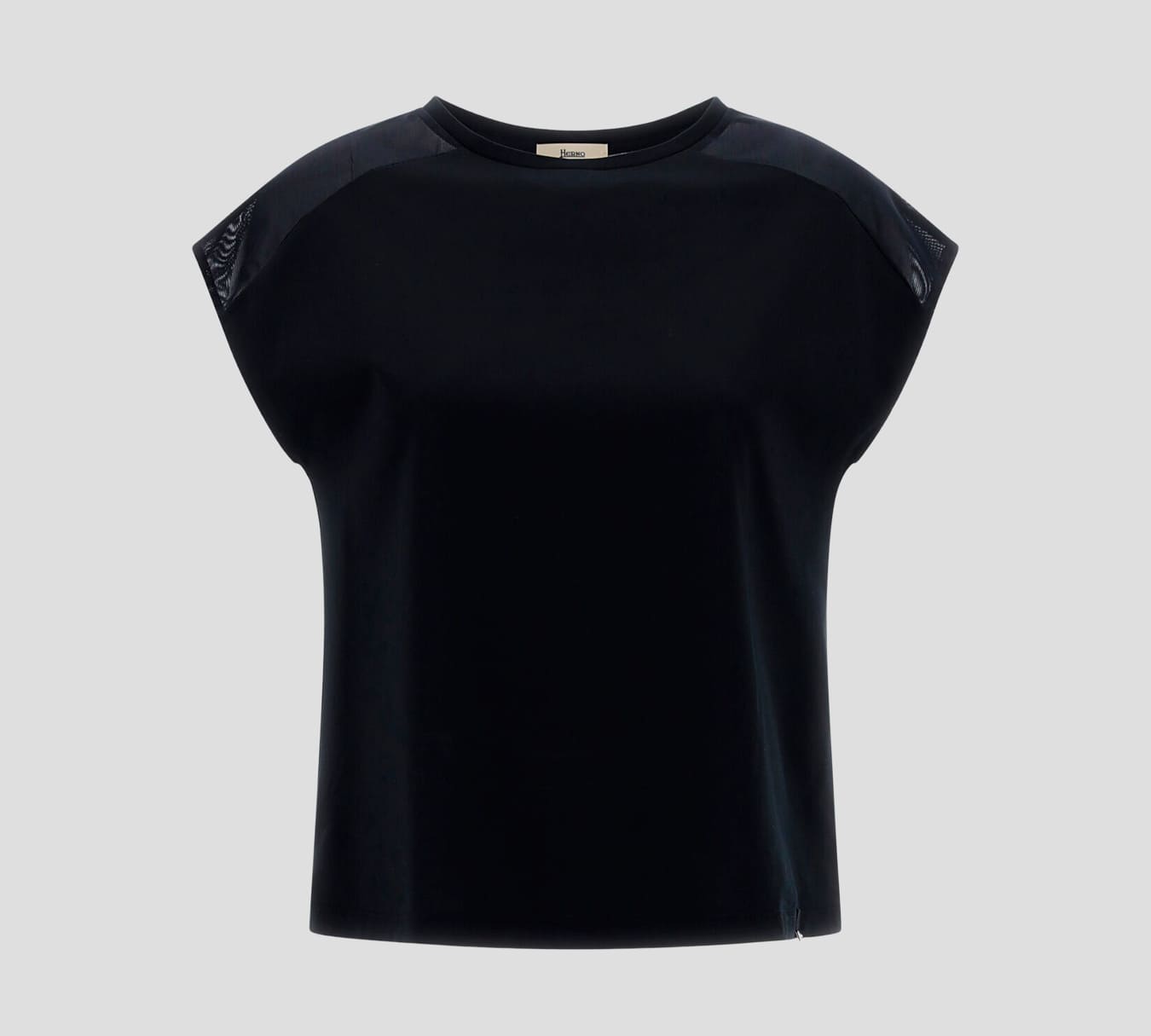 Herno - BLUSA CUELLO REDONDO CON TRANSPARENCIA SOBRE HOMBROS