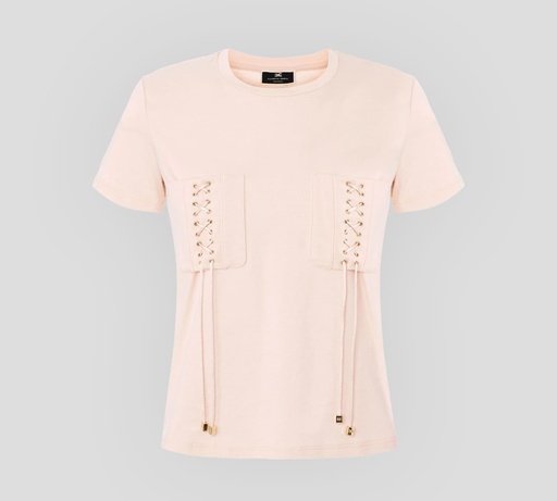 [MA00131E2-V220-AR6] Elisabetta Franchi - FRANELA CUELLO REDONDO CON BOLSILLOS TRENZADOS