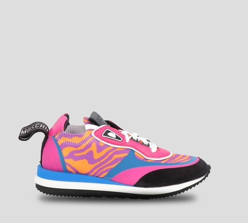 Moschino - SNEAKERS MULTICOLOR RUNNING CON ESTAMPADO DE CEBRA