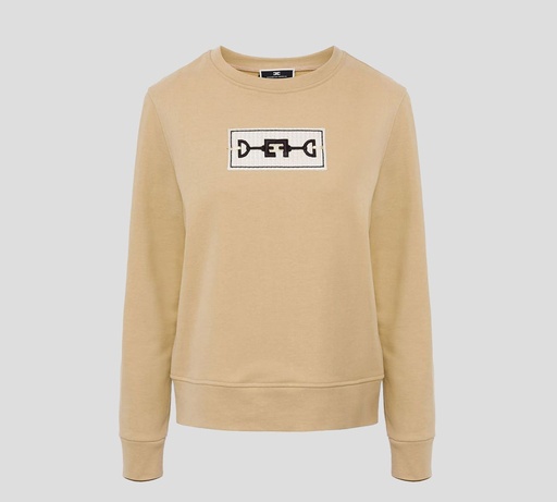 [MD00316E2-V160-043] Elisabetta Franchi - SWEATER CUELLO REDONDO CON BORDADO ELISABETTA SOBRE EL PECHO