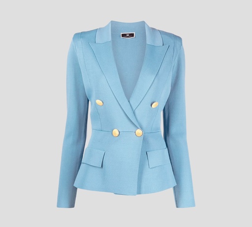 [MK53B32E2-V480-016] Elisabetta Franchi - BLAZER BÁSICO DE ESCOTE SEMI PROFUNDO CON BOTONES DORADOS