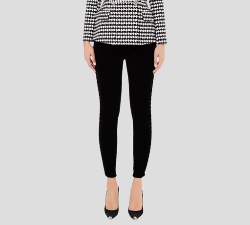 [PA04327E2-V390-110] Elisabetta Franchi - LEGGIN DE TERCIOPELO ADORNADA CON TACHUELAS A LOS LADOS