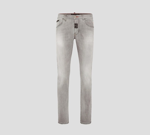 Philipp Plein - SKINNY JEANS CORTE CUT FIT PRELAVADOS CON SELLO SOBRE BOLSILLO TRASERO