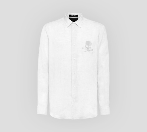 Philipp Plein - CAMISA MANGA LARGA CON CALAVERA BORDADA SOBRE EL PECHO