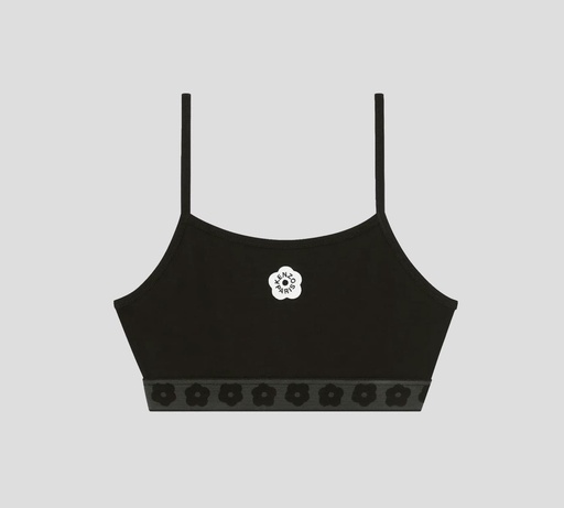 Kenzo - TOP DEPORTIVO CON BANDA ELASTICA BAJO EL BUSTO Y FLORES EN RELIEVE