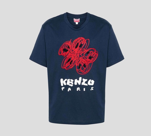 kenzo - FRANELA CUELLO REDONDO CON AMAPOLA FRONTAL BORDADA EN GRANDE