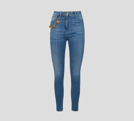 [PJ35S21E2-V300-104] Elisabetta Franchi - SKINNY JEANS BÁSICOS CON CADENA DORADA