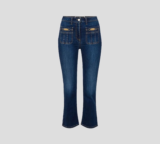 [PJ38S21E2-V280-139] Elisabetta Franchi - JEANS PESCADORES CON BOLSILLOS AL FRENTE