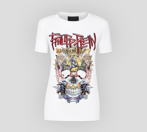 [S19C-WTK1174PJY002N-01] Philipp Plein - FRANELA CUELLO REDONDO CON CALAVERA FLOREADA