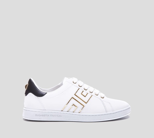 [SA03G26E2-V320-309] Elisabetta Franchi - SNEAKER BÁSICOS CON DETALLES DORADOS Y APLIQUE METÁLICO