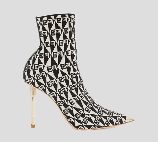 [SA22L26E2-V620-685] Elisabetta Franchi - BOTAS CON PATRÓN DE LOGO DE PUNTA Y TACÓN METÁLICO