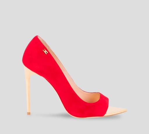 [SA23C27E2-V490-AU2] Elisabetta Franchi - PEEP TOE GAMUZADO CON PUNTA DESCUBIERTA Y TACÓN METÁLICO