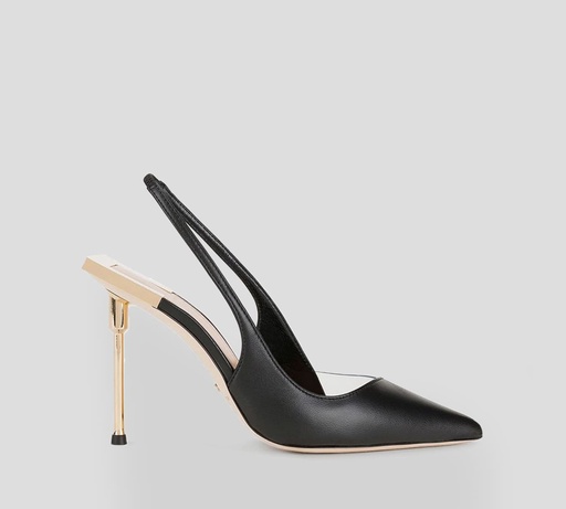 [SA58L22E2-V550-110] Elisabetta Franchi - STILETTO MULES DE TALÓN CUADRADO CON DETALLE METÁLICO