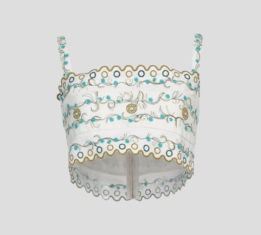 Elie Saab - CROP TOP DE ALGODÓN CON DETALLES BORDADOS