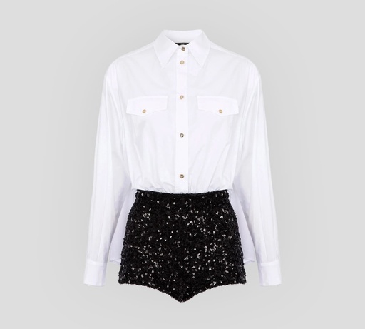 Elisabetta Franchi - JUMPSUIT DE SHORT DE LENTEJUELAS Y CAMISA BÁSICA