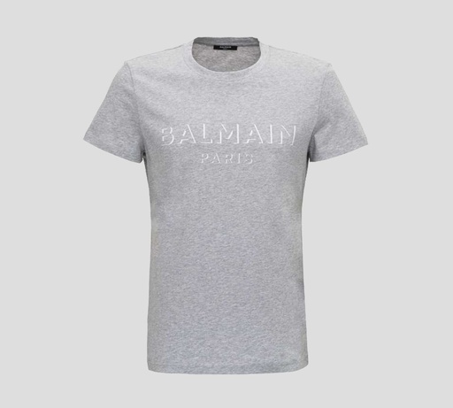 [UH11601-I3649UB] Balmain - FRANELA CUELLO REDONDO CON LOGO FRONTAL SESGADO