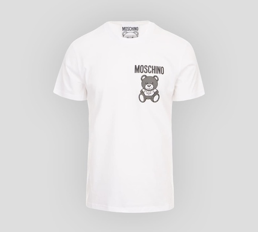 Moschino - FRANELA CUELLO REDONDO CON OSO Y LOGO ESTAMPADOS SOBRE EL PECHO
