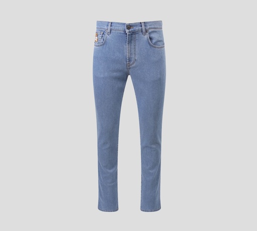 Moschino - JEAN "BEAR" CON OSO BORDADO SOBRE BOLSILLO FRONTAL Y TRASERO