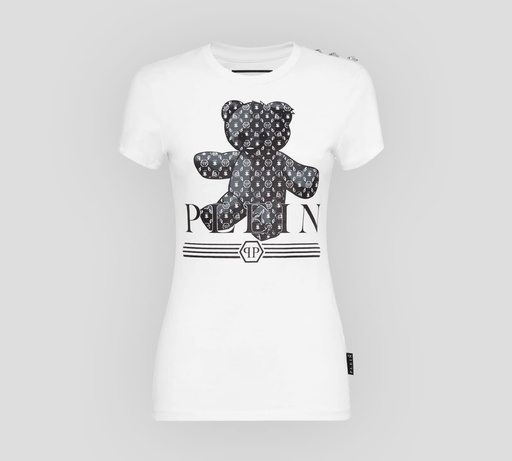 Philipp Plein - FRANELA CUELLO REDONDO CON TEDDY BEAR ESTAMPADO SOBRE EL PECHO