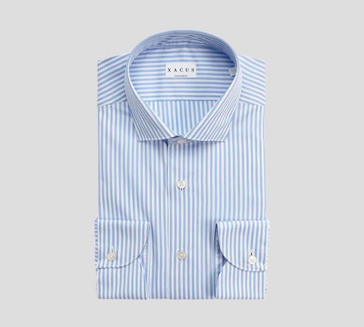 Xacus - CAMISA A RAYAS DE POPELINA CON CUELLO FRANCÉS PEQUEÑO