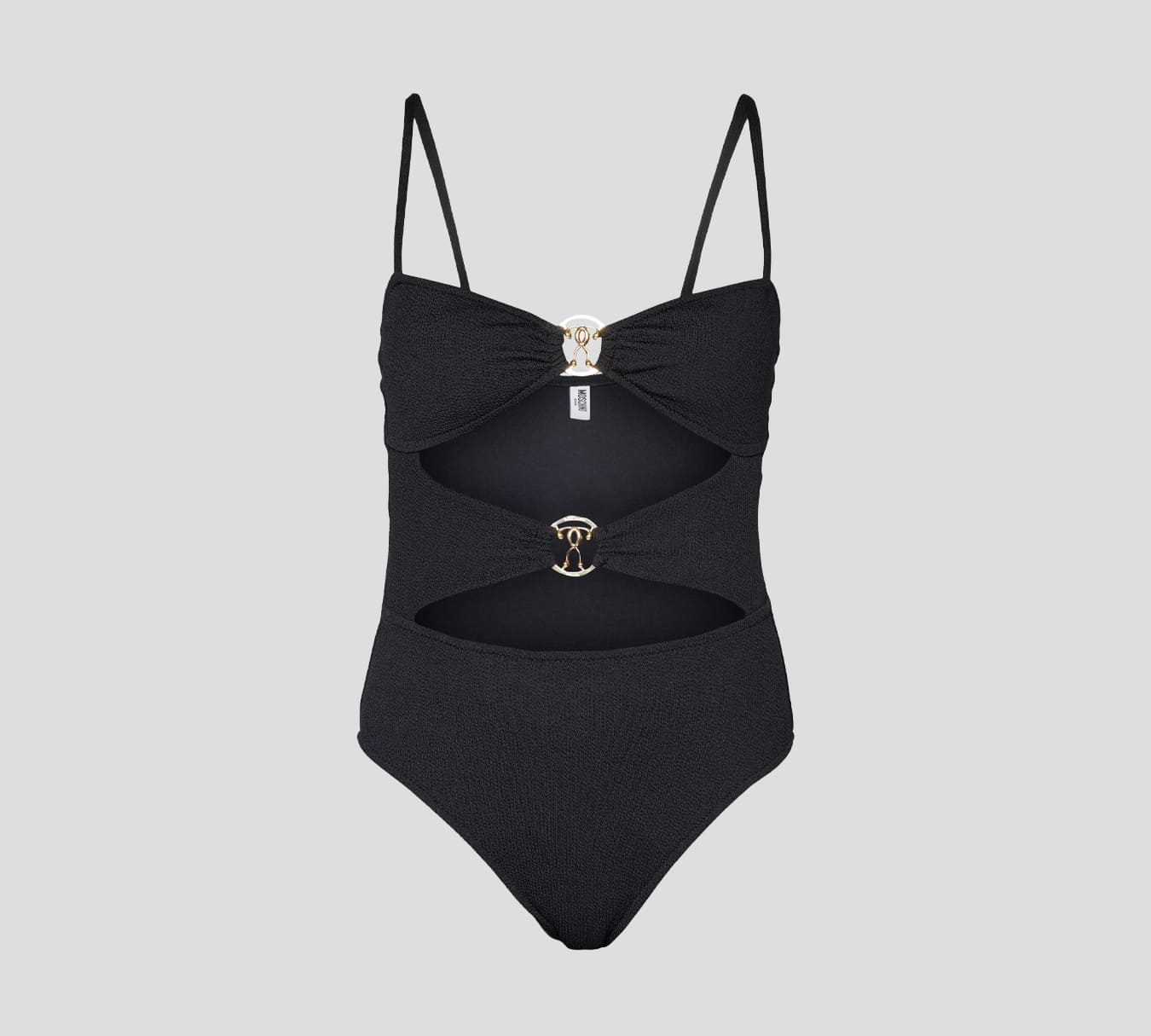 Moschino - TRAJE DE BAÑO ENTERO NEGRO CON DOBLE HEBILLA FRONTAL