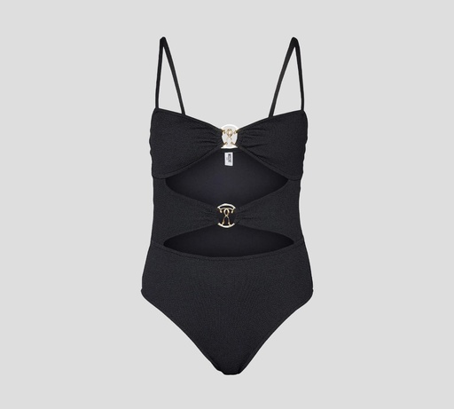 Moschino - TRAJE DE BAÑO ENTERO NEGRO CON DOBLE HEBILLA FRONTAL