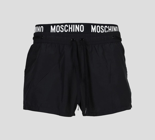 Moschino - SHORT DE PLAYA UNICOLOR CON DOBLE PRETINA