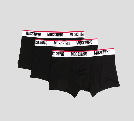 [A1395-4300-0555F] Moschino - TRI PACK DE BOXER CON LÍNEA ROJA SOBRE BANDA ELÁSTICA