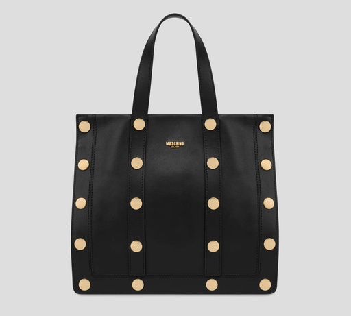 [A7329-8008-0555] Moschino - CARTERA DE CUERO CON BOTONES DORADOS