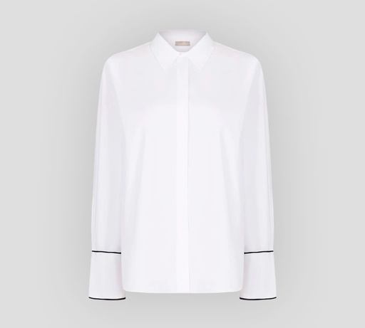 [SH038NP24-W0001-PO010] Elie Saab - CAMISA CON BIES NEGRO Y PUÑOS ANCHOS