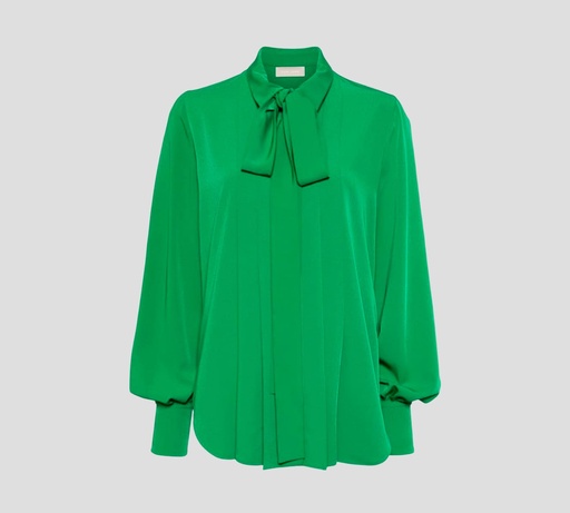 Elie Saab - BLUSA PLISADA CON LAZO AL CUELLO Y PUÑOS LARGOS AJUSTADOS