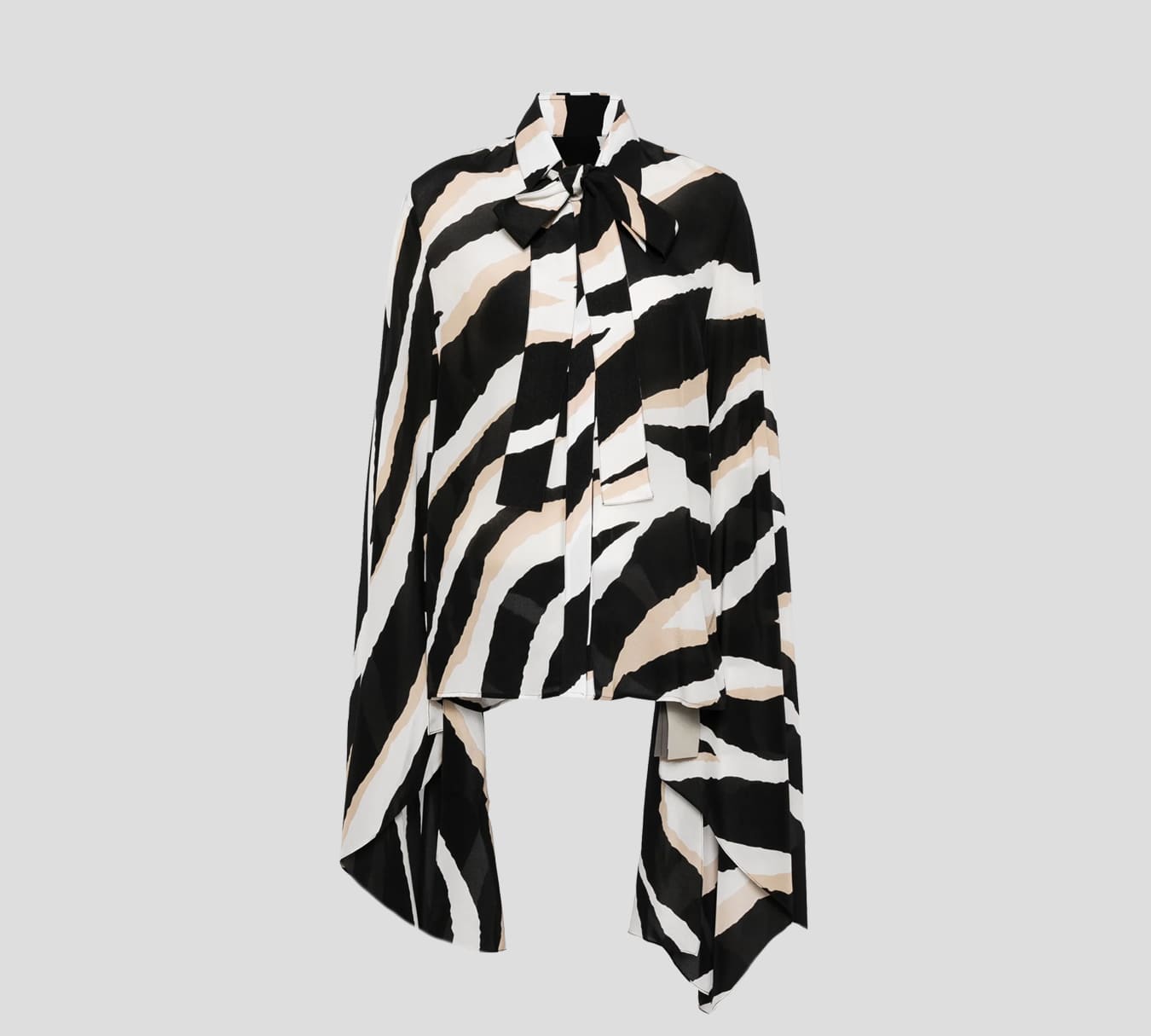 Elie Saab - BLUSA NEGRA CON RAYAS BLANCAS Y CAMEL