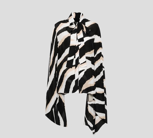 Elie Saab - BLUSA NEGRA CON RAYAS BLANCAS Y CAMEL