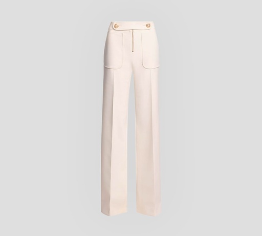[P0050NF24-W0001-WC002] Elie Saab - PANTALÓN OFF WHITE CON BOTONES DORADOS, CIERRE Y BOLSILLOS FRONTALES
