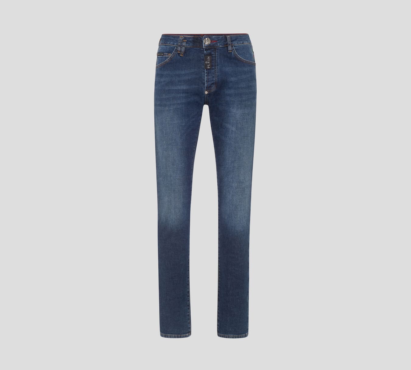 Philipp Plein - BLUE JEANS CLÁSICO CON SELLO SOBRE BOLSILLO TRASERO